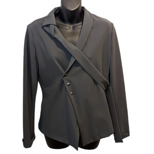 Sarah Pacini Dark Gray Draped Asymmetric Blazer